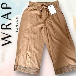 📌SOLD📌 NWT Wrap London Size 10 Tan Linen Viscose Culottes Capri Palazzo Pants
